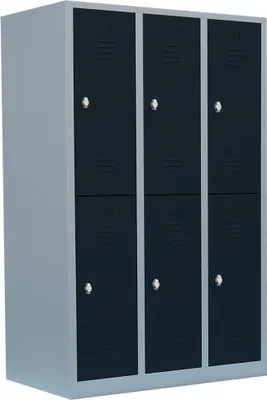 Produktbild von Spind Garderobenschrank doppelstöckig 3 Abteile 6 Fächer-Spint 523238