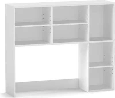 Zdjęcie produktu dla Półka na biurko, organizer na biurko z kilkoma schowkami, miejsce na monitor, 3 regulowane półki, 2 zestawy zabezpieczeń przed pochyleniem, biblioteczka na biurko, biały