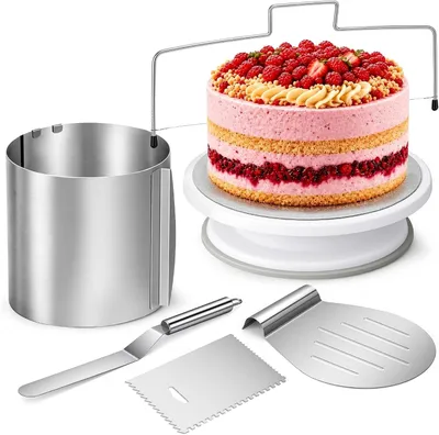 Produktbild von Set aus Tortenring und Tortenplatte, 15 cm hoch, Ø 16–30 cm verstellbar