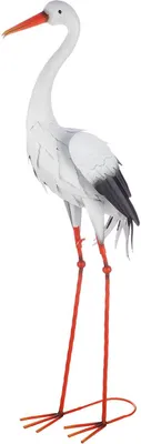 Immagine prodotto di Gilde Figur, "Storch", Vogelmotiv, Metall, weiß, VE 1, L. 17 cm, B. 29 cm, H. 91 cm 69759 4063387697597