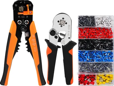 Obrázek produktu pro Multifunkční odizolovací kleště + krimpovací kleště 0,25-10 mm² + sada 1200 svorek pro elektroinstalaci