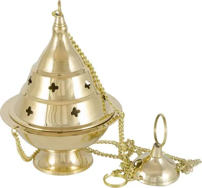 Produktbild von Weihrauchschwenker Messing Gold M. Kette 25cm Ø 9cm Räuchergefäß Handarbeit 2168