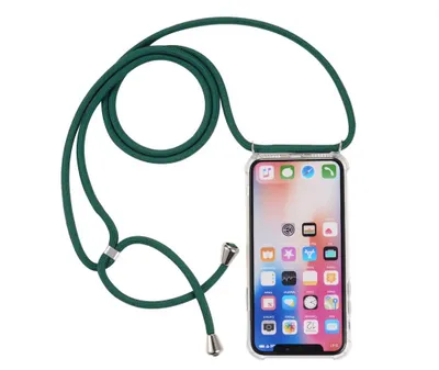 Obrázok produktu pre Puzdro na telefón s remienkom/šnúrkou, určené na nosenie cez rameno, pre rôzne modely iPhonu, vrátane iPhone 14 Pro, v zelenom/striebornom prevedení