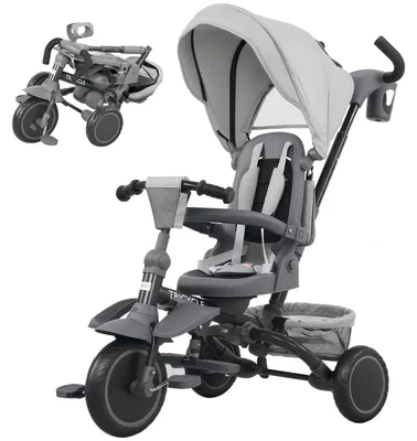 Obrázek produktu pro Tříkolka a kočárek 6 v 1 pro děti | Barva: Šedá | Rozměry: 52 x 111,5 x 98 cm