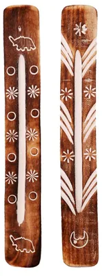 Räucherstäbchenhalter aus Holz, 2er-Set, 25,4 x 3,8 cm, handgeschnitzt