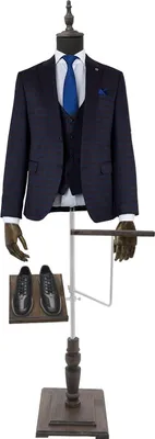 Produktbild von Herren Schaufensterpuppe Torso - Oberkörper Schneiderbüste - Verstellbar 135–180 cm - Kunststoff - Holzarme - Schuhhalter & Hosenständer
