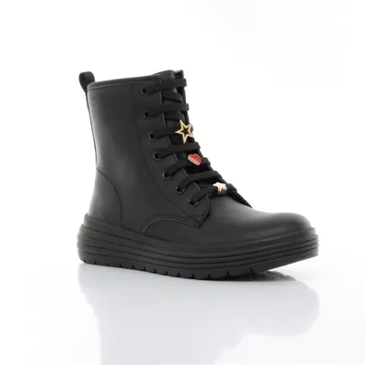 A single black boot is shown against a white background.