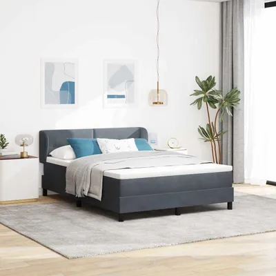 Produktbild von Maison Exclusive - Boxspringbett mit Kopfteil Dunkelgrau 140 x 190 cm Samt