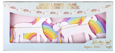 Produktbild von Girlande Einhorn Regenbogen - Dekoration Kindergeburtstag