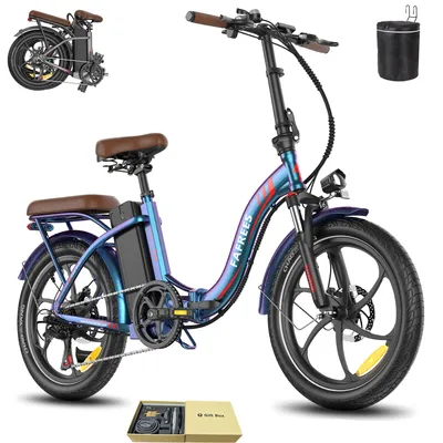 Produktbild von E-Bike 20 Zoll Rostbeständigkeit Aluminiumlegierung 36 V 25 Ah 900 Wh bis zu 130 - 180 km Wasserdicht IP54 mit 7 Gang, Blau