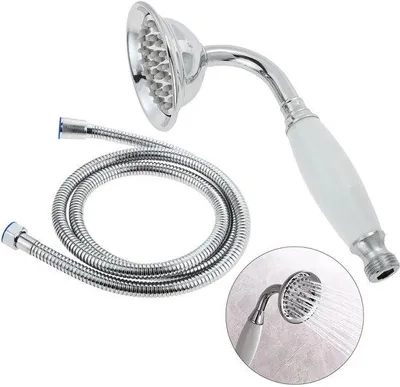 Immagine prodotto di Set doccia retrò in acciaio inossidabile con doccetta e tubo flessibile da 1,5 m, colore argento