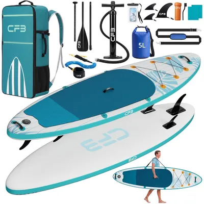 Produktbild von Stand Up Paddle Board 320x84x15 cm, Bis zu 160 kg, extra breites iSUP, Aufblasbares SUP-Board mit Paddel, Pumpe, Rucksack, für Anfänger und Erwachsene