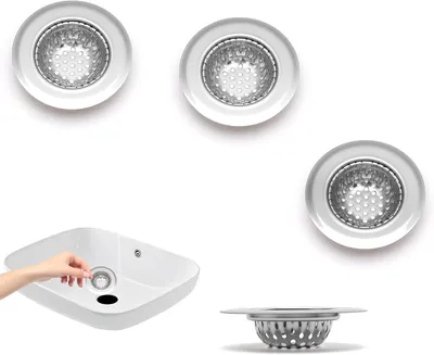 Productafbeelding van Douche - Wastafelzeef met buitendiameter 5-5 cm - Zilverkleurige haarzeef - Roestvrijstalen