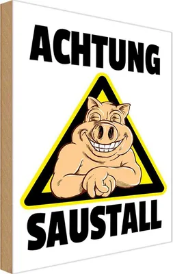 Produktbild von vianmo Holzschild 30x20 cm Tiere Schwein Achtung Saustall Tier Haustier