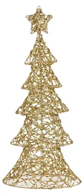 Produktbild von Clayre & Eef Weihnachtsdekoration mit LED-Beleuchtung Weihnachtsbaum 30x10x61 cm / 3xAA Goldfarbig Kunststoff