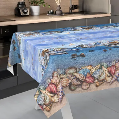 Produktbild von ANRO Wachstuch-Tischdecke 180x140cm Schnittkante Fischerufer