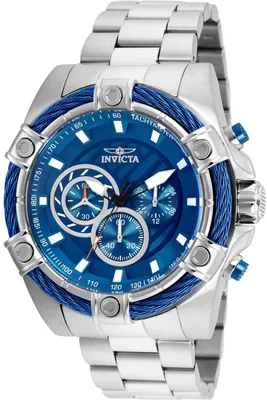 Zdjęcie produktu dla Invicta Bolt 25513 Zegarek Męski - Mechanizm Kwarcowy - Stal Nierdzewna z Niebieską Tarcza - 52 mm