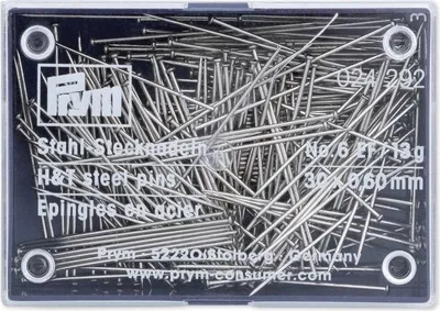 Obrázek produktu pro Špendlíky, 0,60 x 30 mm, stříbrné barvy, 13 g, plastová krabička