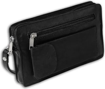 Immagine prodotto di DrachenLeder borsa da polso da uomo in vera pelle nera 20x12x4 - incluso ciondolo a forma di fata D2OTJ502S