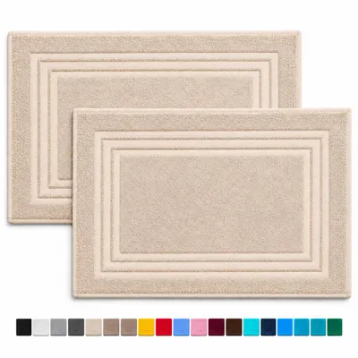 Produktbild von Komfortec Badvorleger Set 2 Teilig, Waschbar Duschmatte & Badteppich, 600 g/m² &100% Baumwolle, Saugfähig & Schnelltrocknend, 50 x 70 cm, Beige