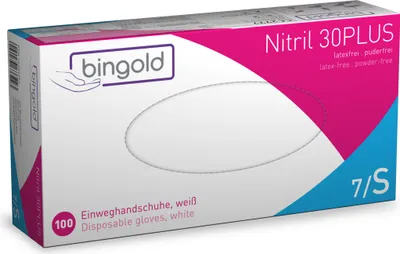 Immagine prodotto di Bingold Nitrile 30Plus - Guanti monouso - bianco - 100 pezzi Taglia: S