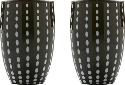 Produktbild von Zafferano Perle Schwarzes Glas - Farbiges mundgeblasenes Glas, 32 cl, handgefertigt - Set mit 2 handgefertigten Bechern für Wasser oder Cocktails