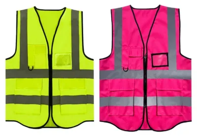 Produktbild von Warnweste 2 Stück Rosa fluoreszierend mit Reflektorstreifen
