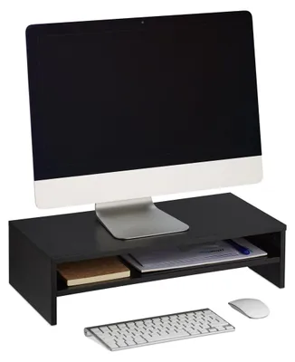 Zdjęcie produktu dla Podstawka pod monitor z półką - Czarny - 14,5 x 54 x 25,5 cm - Max. 10 kg