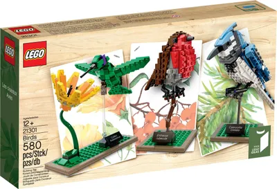 Produktbild von LEGO Ideas Modellbausatz Wildvögel Set mit Blauhäher, Kolibri und Rotkehlchen 21301