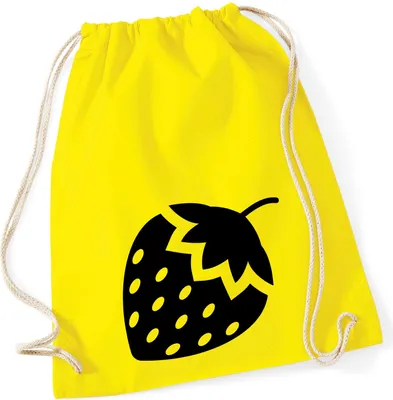 Produktbild von Huuraa Turnbeutel Erdbeere Strawberry 12 Liter Yellow Baumwolle Rucksack Geschenkidee