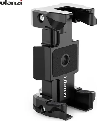 Produktbild von Ulanzi ST-15 2-in-1 Arca-Swiss Schnellwechselplatte Faltbare Telefonhalterklemme Aluminiumlegierung mit kalter Schuhhalterung 1/4 Zoll Schraube fuer DSLR ILDC Kamera Smartphone