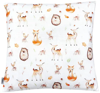 Produktbild von TupTam Kissenbezug Gemustert Bunte Kissenhüllen Dekokissen für Baby und Kinderzimmer, Farbe: Waldtiere / Igel / Rehe, Größe: 40 x 60 cm
