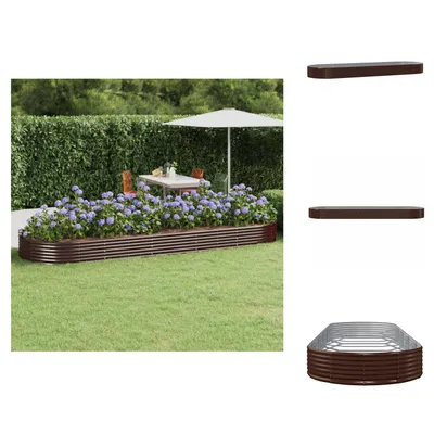 Produktbild von vidaXL Hochbeet Pulverbeschichteter Stahl 450x140x36 cm Braun -  Blumentöpfe & Pflanzgefäße