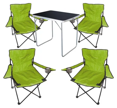 5tlg Camping Set Gartenmöbel Campingtisch + 4x Campingstuhl Klappstuhl