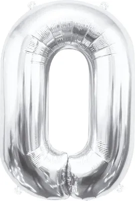 Image de Ballon en plastique XL chiffre 0 argent 85 cm
