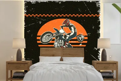 Obrázok produktu pre MuchoWow® Fototapety pre obývaciu izbu alebo spálňu tapety vinylové motív tapety Vintage - Motocykel - Dizajn 350x350cm