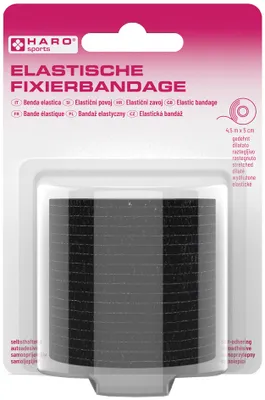 Obrázek produktu pro HARO10071 HARO Elastický fixační obvaz, 50 mm x 4,5 m, černý