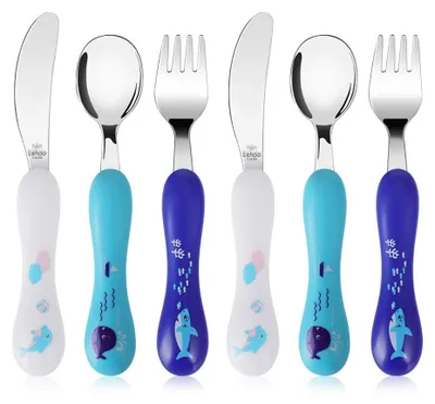 Kinderbesteckset 6-teilig, Edelstahl, Gabel, Messer, Löffel