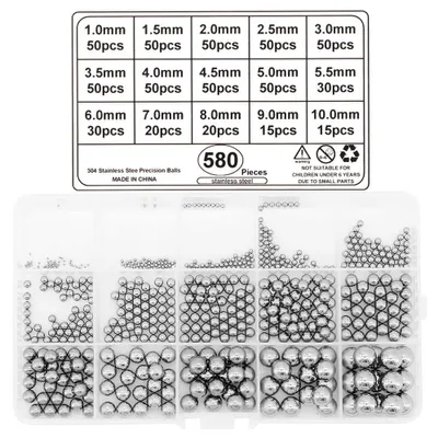 Edelstahlkugeln 580 Stück, 1–10 mm, Kugellager