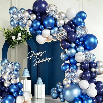 Immagine prodotto di Ghirlande di palloncini, blu navy e argento