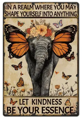 Produktbild von Metallische Wanddekoration mit Elefant und Blumen, 20x30 cm
