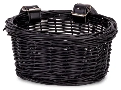 Image de Panier vélo enfant avant Panier vélo enfant Panier guidon Accessoires vélo 12 14 16 pouces Panier osier noir