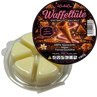 Produktbild von WonderWax Duftwachs Wax Melts für Duftlampe, 6 Ecken Duftmelt Wachsmelt Sojawachs Duftwachs Kreis für Raumdüfte, Wachs Duftöl Winter Indoor Schmelzen für Aromalampe Vanille Waffeltüte