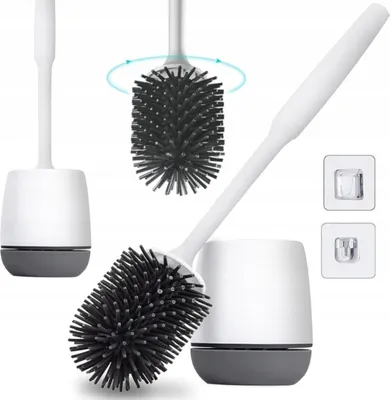 Produktbild von Silikonbürste - Toilettenbürste - für das Badezimmer - hängend - antibakteriell - Toilettenbürste - Schwarz