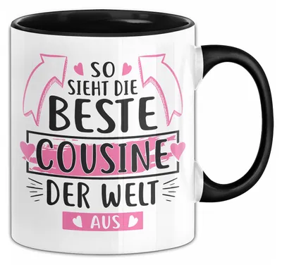 Produktbild von Cousine Tasse Geschenk So Sieht Die Beste Cousine Der Welt Aus Geschenkidee Kaffee-Becher (Schwarz)