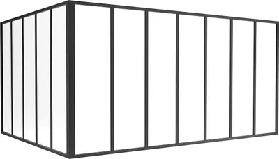 Produktbild von Eck-Innenfenster aus pulverbeschichtetem Aluminium Schwarz 210 x 150 x 105 cm (B x T x H) – BAYVIEW