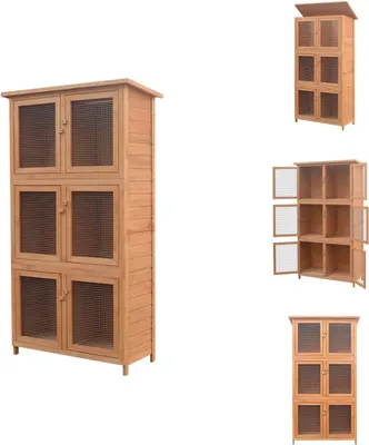 Image de vidaXL Clapier pour petits animaux/lapins 6 boxes Bois - Habitat & Enclos pour petits animaux