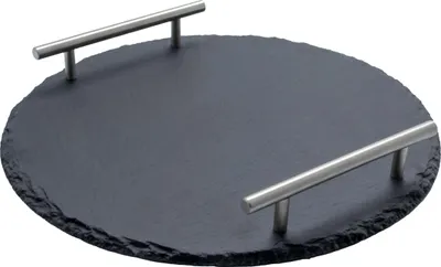 Produktbild von Schiefer Buffet-Platte Servierplatte Schieferplatte Käseplatte 30cm Griff
