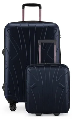 Obrázek produktu pro Suitline - Sada kufrů pro EasyJet, dvoudílný podsedlový vozík 45x36x20 cm + rozšiřitelný cestovní kufr 66 cm pro zavazadla o hmotnosti 15-20 kg, malý + velký kufr, tmavě modrá barva