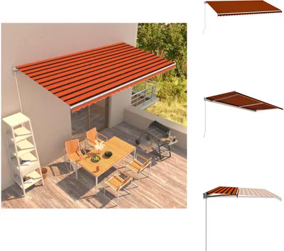 Immagine prodotto di vidaXL Tenda da sole retrattile a comando manuale 600 x 300 cm arancione e marrone - Tende da sole